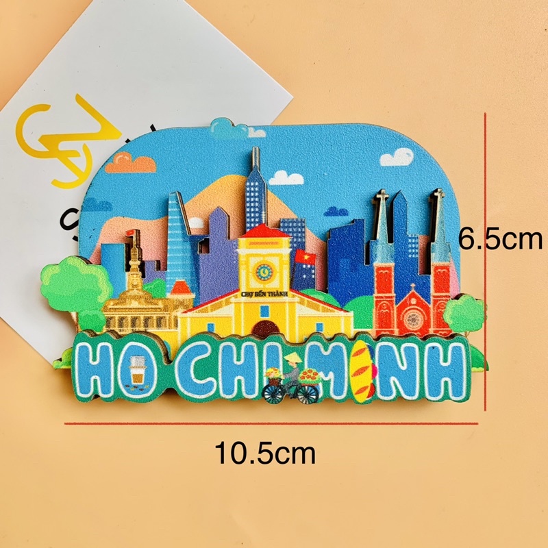 Nam châm tủ lạnh SanNy quà tặng lưu niệm Việt Nam chất liệu bằng gỗ Handmade