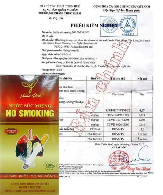 Súc miệng cai thuốc NO SMOKING XUÂN VINH