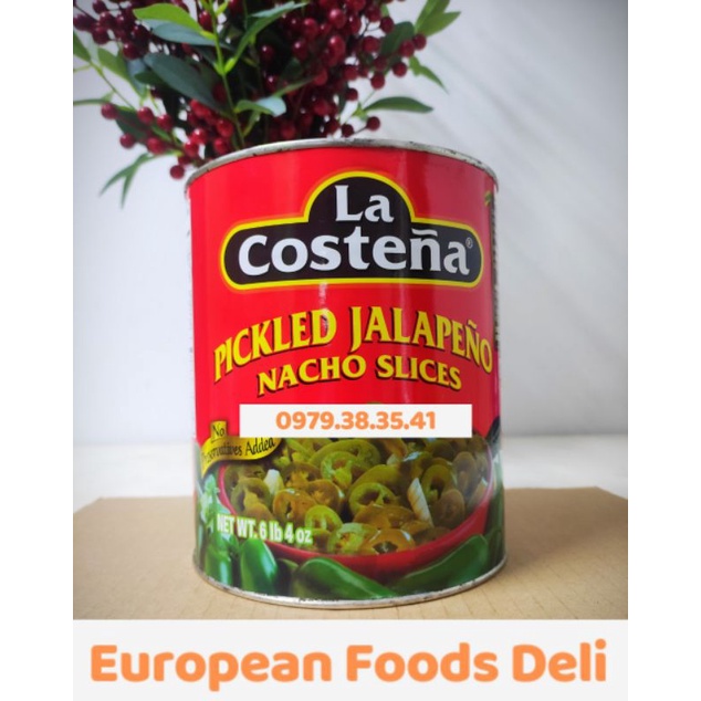 Ớt Cắt Lát Ngâm 2,8kg Pickled Jalapeno Nacho Slices Lacostena