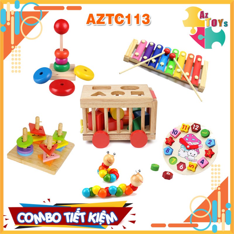 Combo Đồ Chơi Gỗ Montessori Phát Triển Trí Tuệ Toàn Diện Cho Bé Vừa Học Vừa Chơi