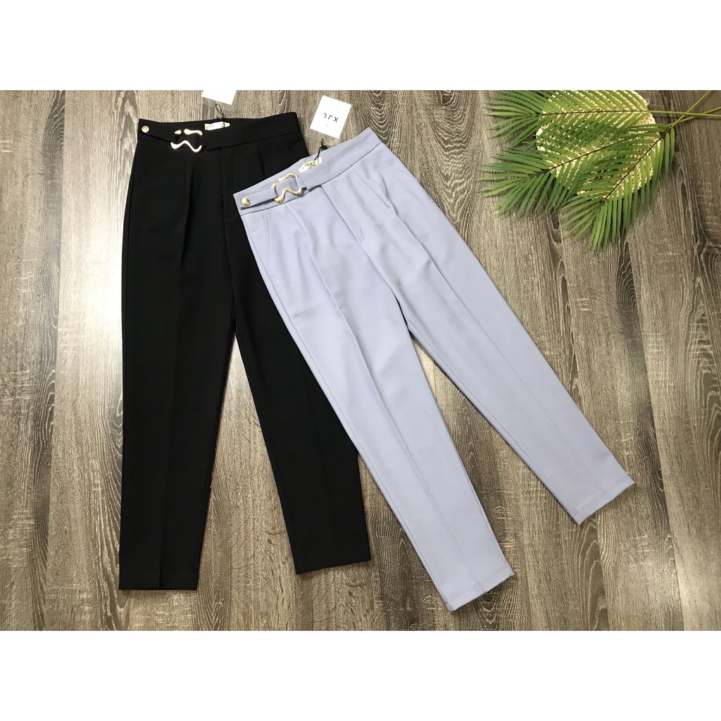 Quần tây nữ Ruby Fashion phối đai chữ S vải Vitek Hàn co giãn, không nhăn, mặc siêu đẹp | BigBuy360 - bigbuy360.vn