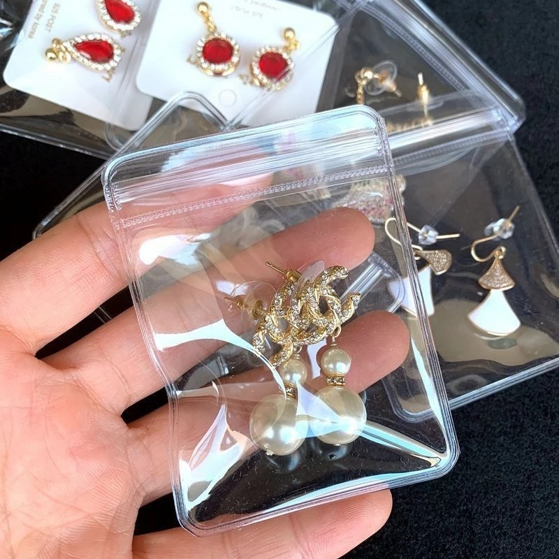 Set 10 Túi Nhựa PVC Trong Suốt Đựng Trang Sức Thời Trang