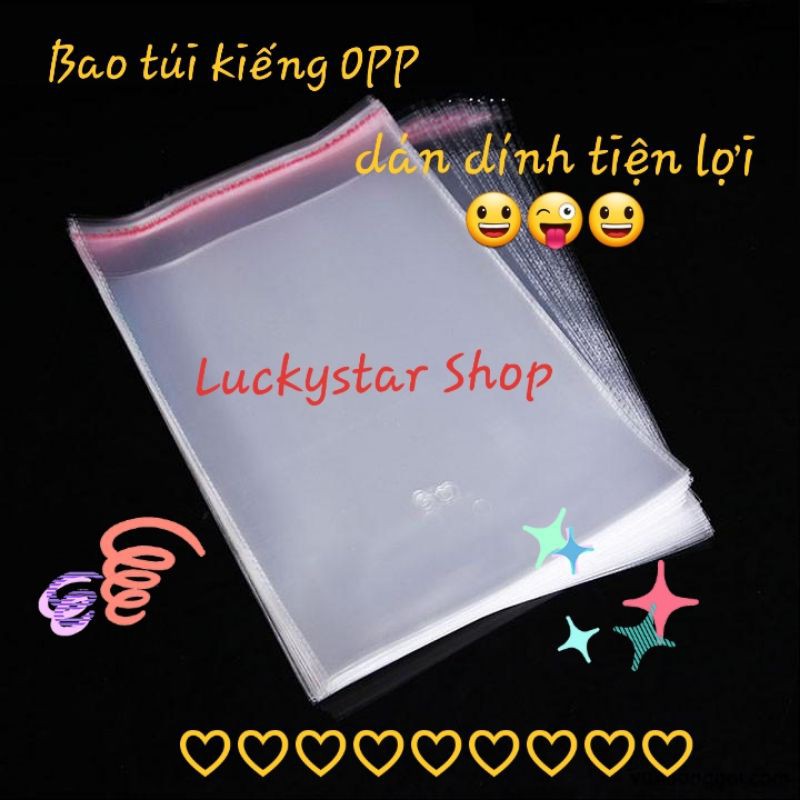 [Set 50 cái] ☆ Bao Kiếng Trong / Túi Bóng Kính OPP có miếng màng ngọc có lỗ treo hoặc không miếng treo, nhiều kích cỡ.