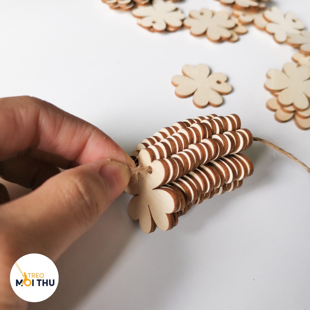 5 Miếng Gỗ Nhỏ Hình Cỏ 4 Lá - Trang Trí , Decor Nhà Cửa, DIY - Gỗ Đoạn Nhập Khẩu - Treo Mọi Thứ