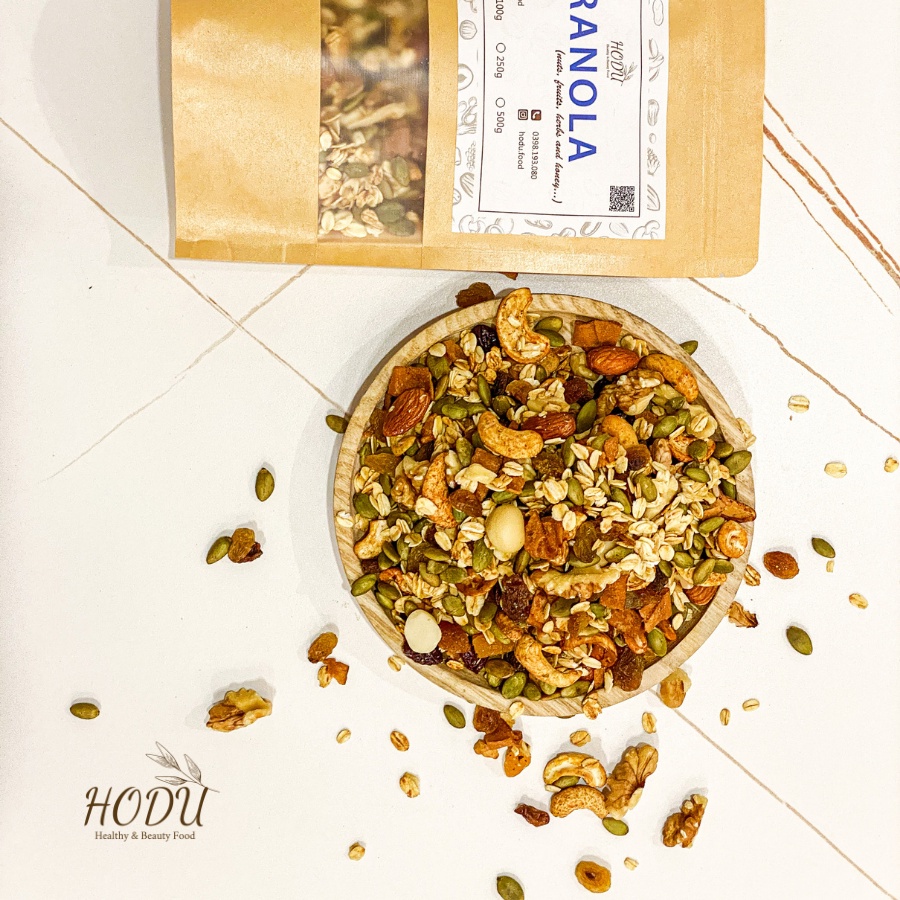 Granola siêu hạt &amp; quả, ngũ cốc giảm cân tự nhiên 500g | HODU - Thế giới đồ ăn healthy - Đồ ăn kiêng Hà Nội