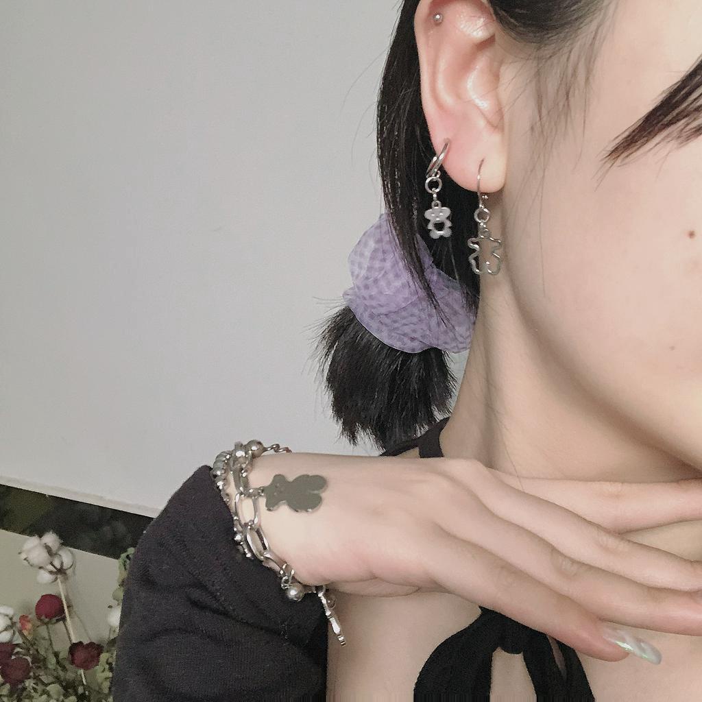 Khuyên Tai Hình Gấu Phong Cách Hip Hop Đơn Giản Dễ Phối Đồ 19551