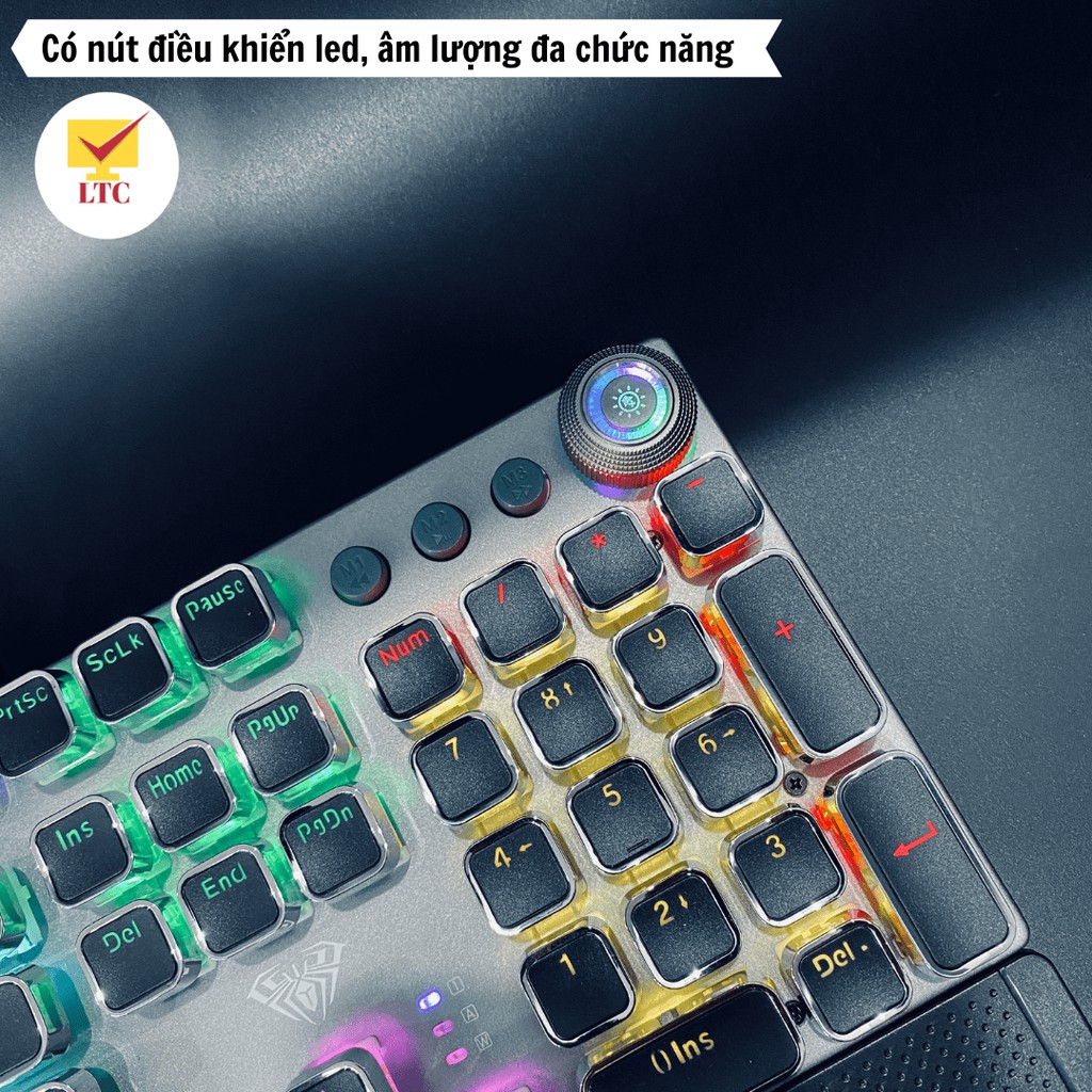 Bàn phím cơ gaming FZ508 FULL LED RGB với hơn 20 chế độ led, keyboard blue switch tặng kèm kê tay cho máy tính laptop pc