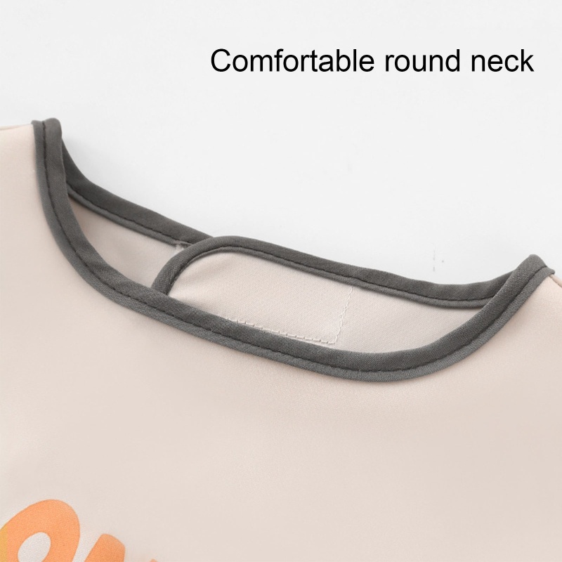 Yếm Ăn Tay Dài Chống Nước In Họa Tiết Hoạt Hình Có Thể Điều Chỉnh Cho Bé