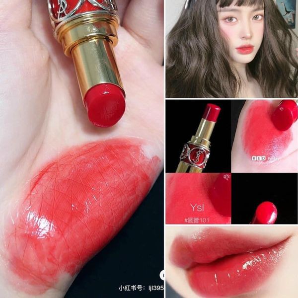 Son Bóng 💄 YS.L Rouge Volupté Shine ❤️ Màu 101 Red Cassandre