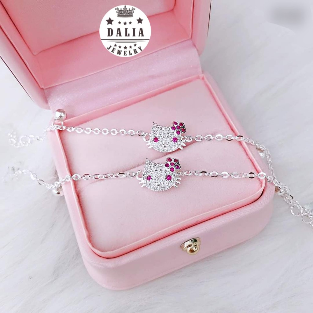 Lắc tay cho bé bạc ta thật tránh gió DaLiA Jewelry lắc tay mèo kitty cho bé