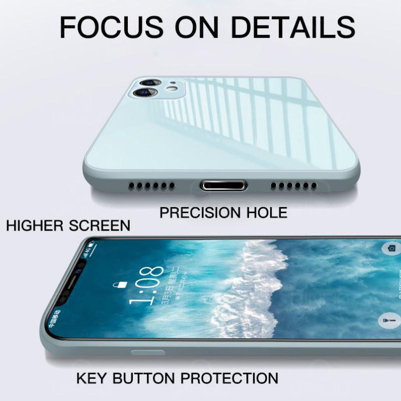 ốp điện thoại Kính Cường Lực Bằng Silicone Tpu Mềm Hình Vuông Sang Trọng Cho Iphone 12 11 Pro Max X Xs Max Xr 8 7 Plus