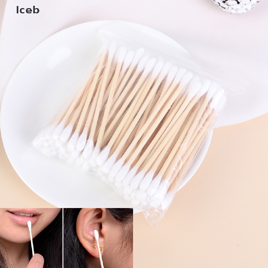 Bộ 100 Tăm Bông Cotton Hai Đầu Dùng Một Lần Trang Điểm Hàng Ngày