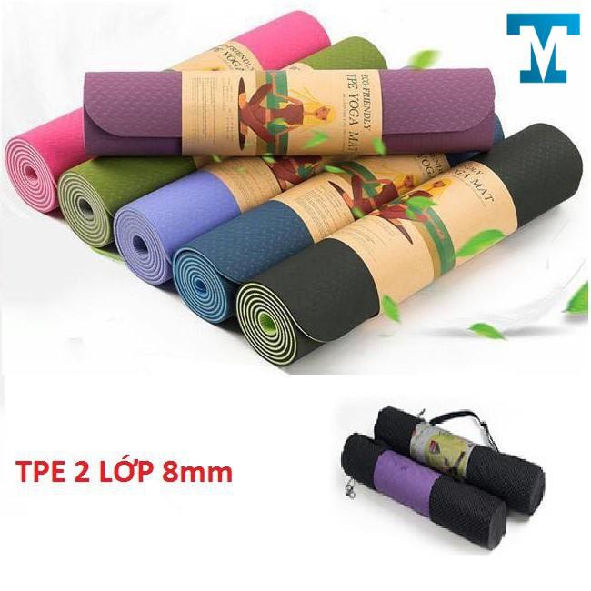 Thảm tập Yoga TPE cao cấp 8mm 2 lớp siêu Sịn