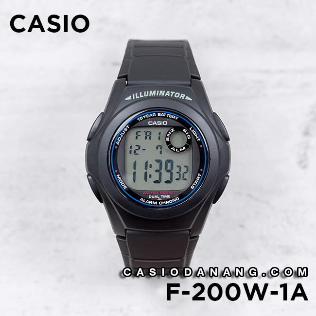 Đồng hồ nam dây nhựa Casio Standard chính hãng Anh Khuê F-200W-1ADF (40mm)