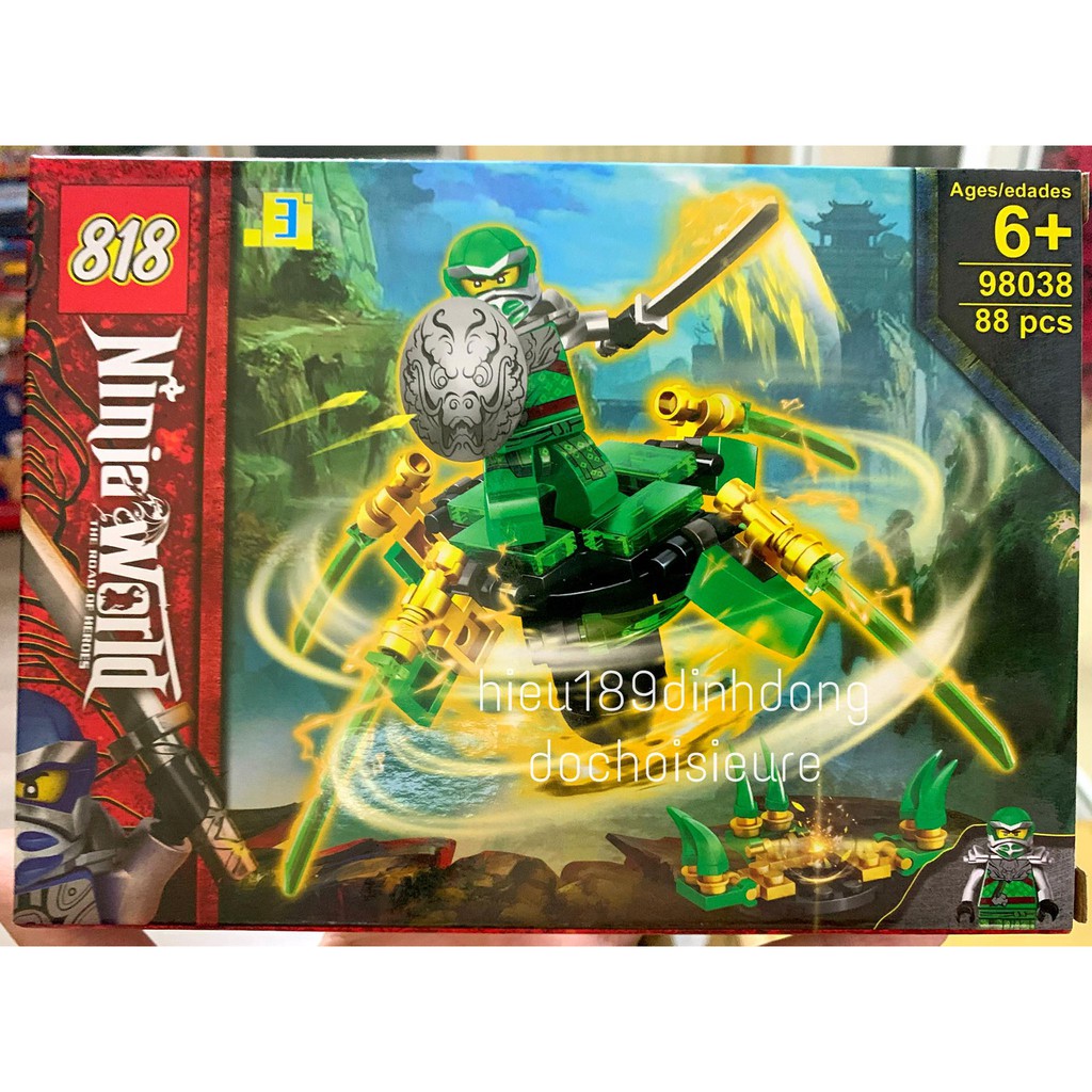 Lắp ráp xếp hình non lego ninjago 98038 : ninja lốc xoáy xanh lá cây Lloyd 88 mảnh