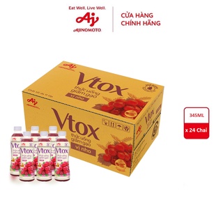 Thùng Thức uống giấm gạo Vtox - Vị Nho 24 chai 345ml