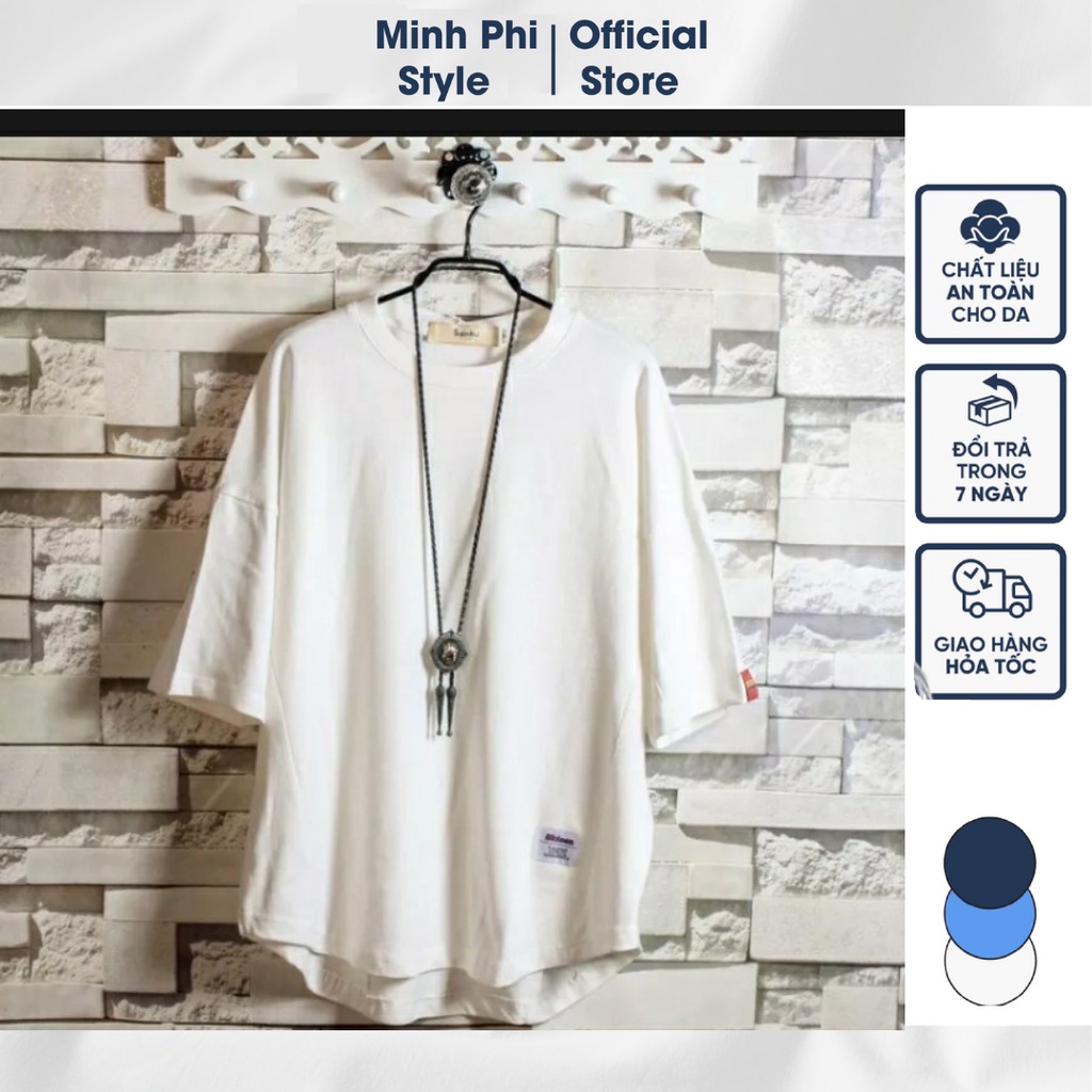 Áo Thun Nam Lệch Tà Độc Đáo Cá Tính Trơn Đủ Màu Đen , Trắng , Xám Phong Cách Hiện Đại Cá Tính
