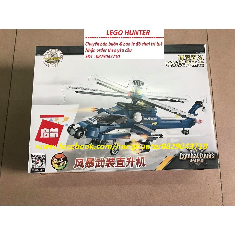 Lego 8 in 1 Bộ lắp ráp máy bay , xe tuần tra , máy bay , tàu lượn , xuồng siêu tốc Enlighten 1801