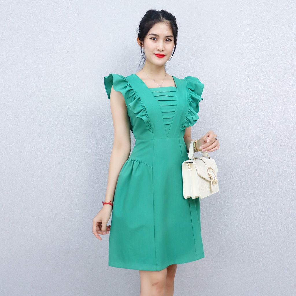 Đầm Dự Tiệc Công Sở Sang Trọng Bigsize AMYRA , Thiết Kế Dáng Xòe Tay Bèo Cổ Vuông Cao Cấp Phù Hợp Đi Làm Đi Tiệc DA188