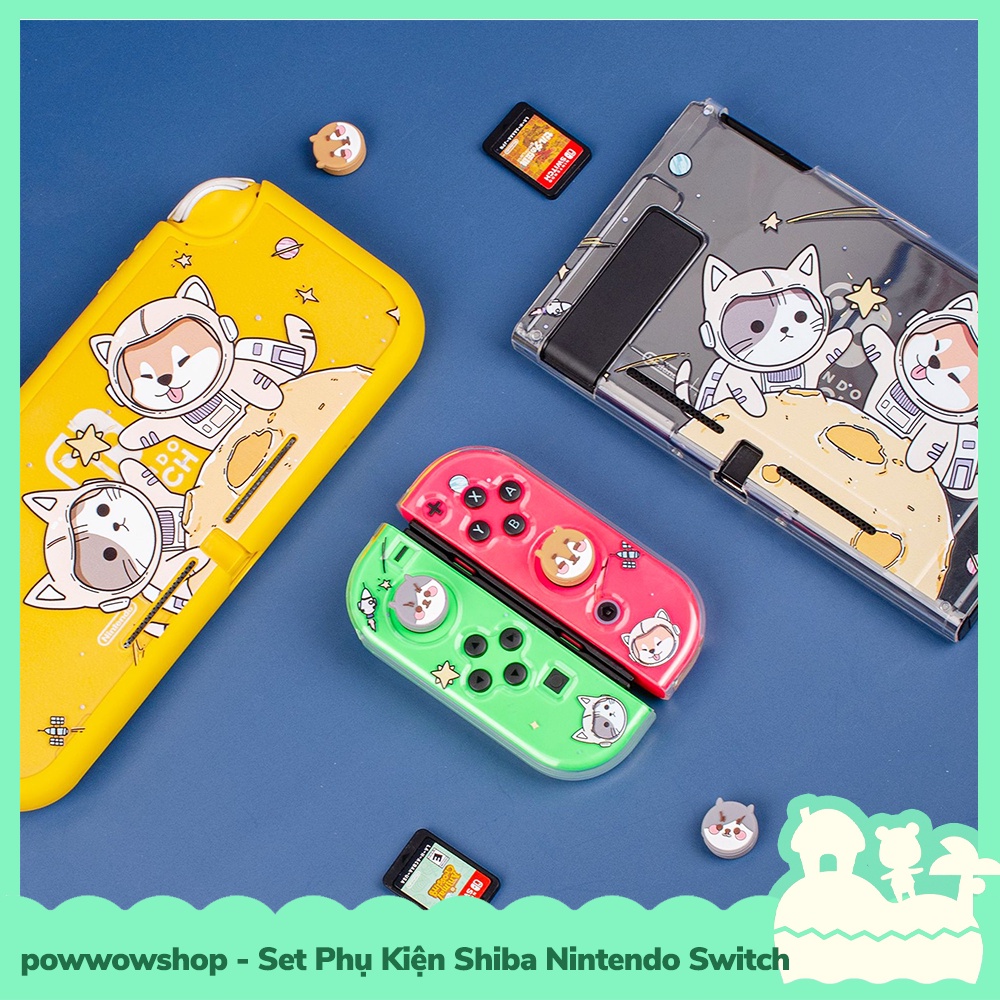 [Sẵn VN - Hỏa Tốc] Set Phụ Kiện Case PC &amp; TPU, Túi Máy, Cường Lực Cho Máy Game Cầm Tay Nintendo Switch / Lite Cool Shiba