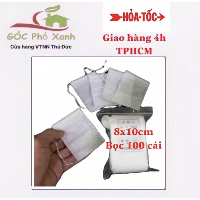 Túi lọc trà đựng phân tan chậm 100 cái 8x10cm