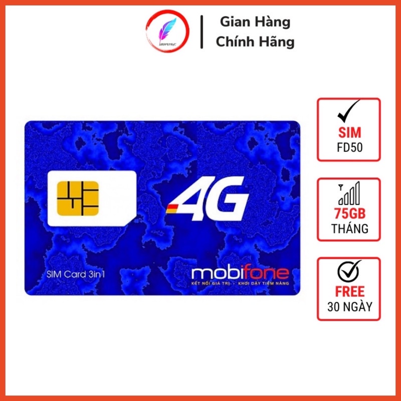 Sim 4G Mobifone FD50-Chia Sẻ-75GB/tháng-Gia hạn 50k/tháng