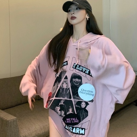 Áo Hoodie Form Rộng Thời Trang Năng Động Cho Nữ
