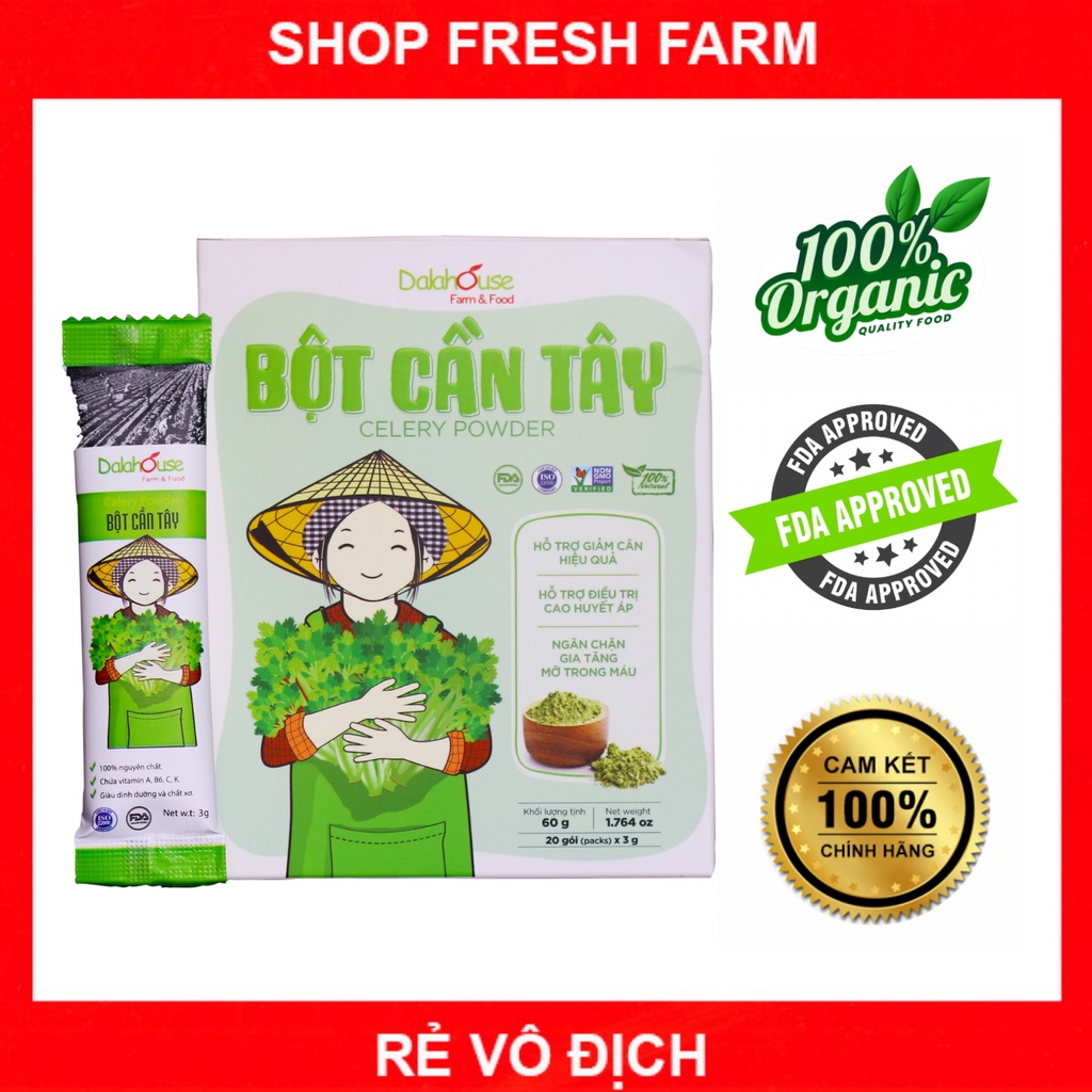 Bột cần tây sấy lạnh nguyên chất giảm cân Dalahouse 100% hữu cơ