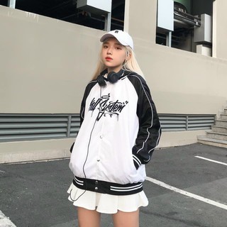 Áo khoác bomber dù unisex nam nữ line chạy sọc viền tay siêu xịn tp