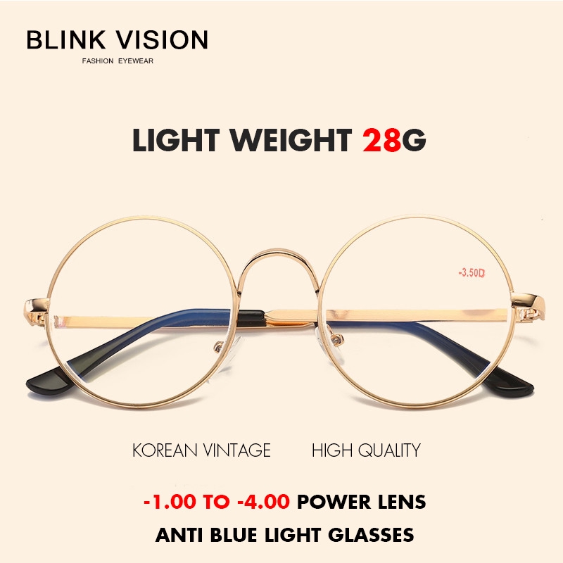 0 ~ -4.00 Harry Potter Tròn Retro Cận Thị Kính Gọng Lớn Chống Bức Xạ Kim Loại Vintage Tùy Chỉnh Ống Kính Đơn Thuốc Kính Mắt Dành Cho Nữ
