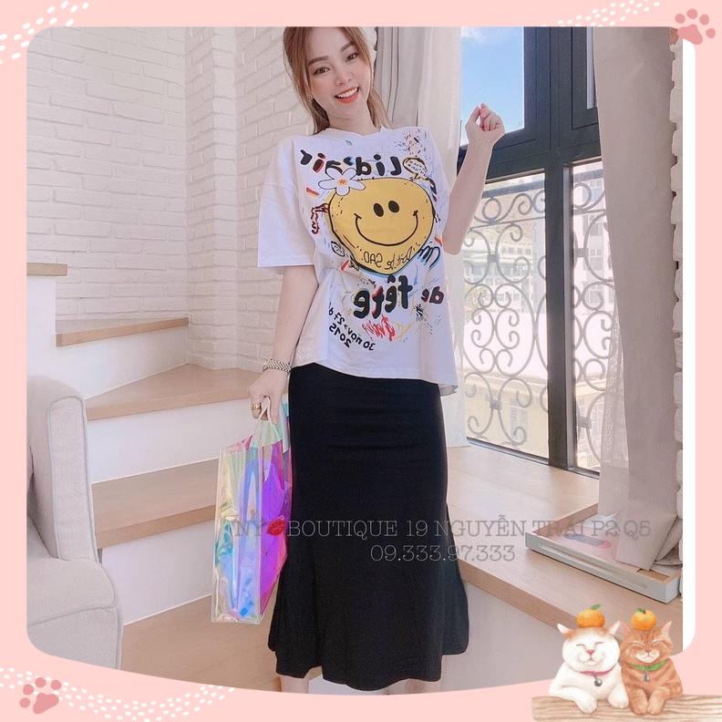 set bộ áo thun hình icon hoạt hình chân váy xòe đuôi cá nhẹ k