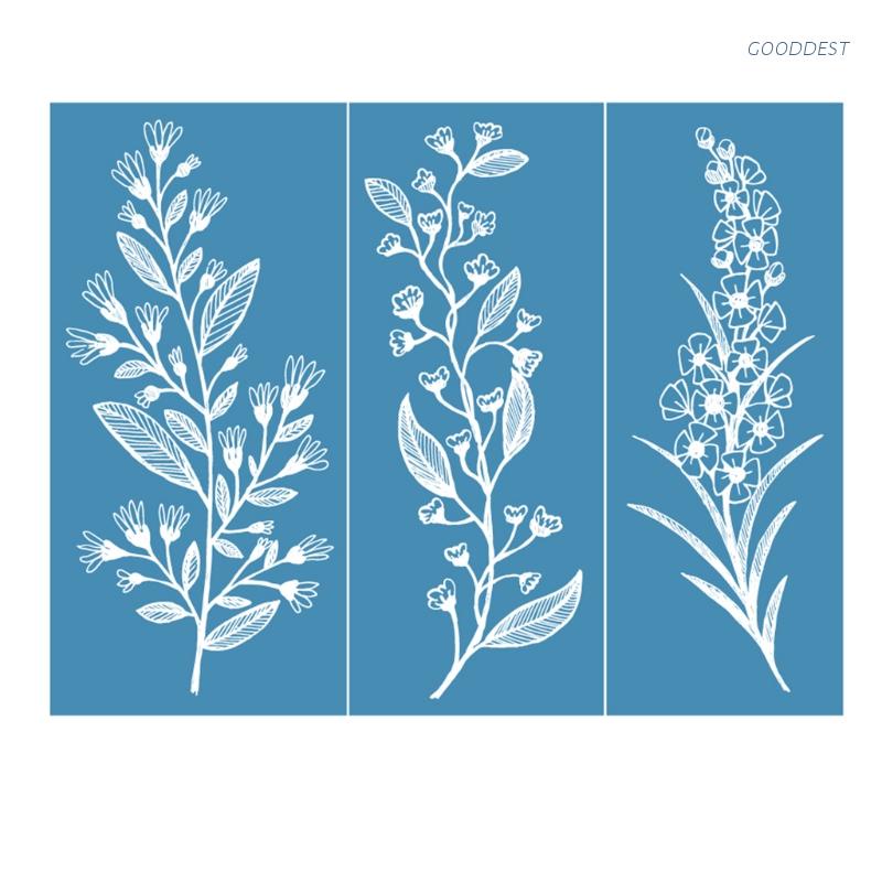 GOO Leaf Flower Self-Adhesive Silk Screen Printing Stencil Reusable Sign Stencils for Painting on Wood DIY Decoration