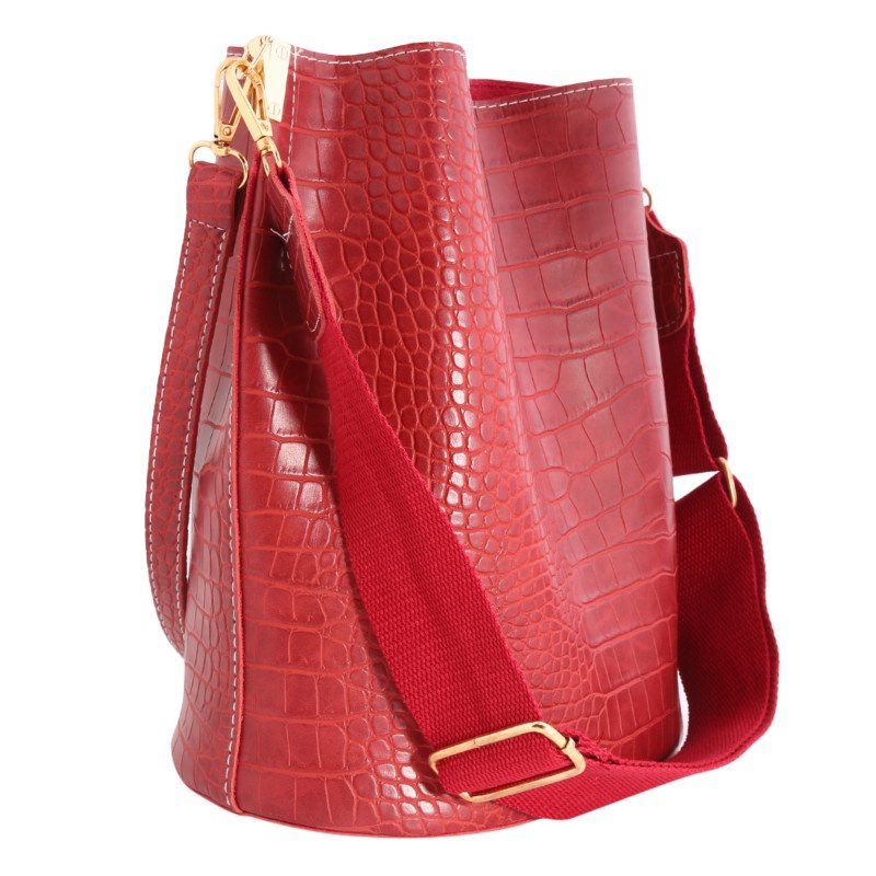 Women Fashion Crocodile Shoulder Bucket Large Capacity Crossbody Bag