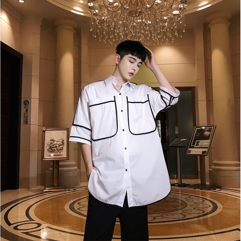 áo sơ mi ulzzang túi viền unisex đủ size 50-100kg | BigBuy360 - bigbuy360.vn