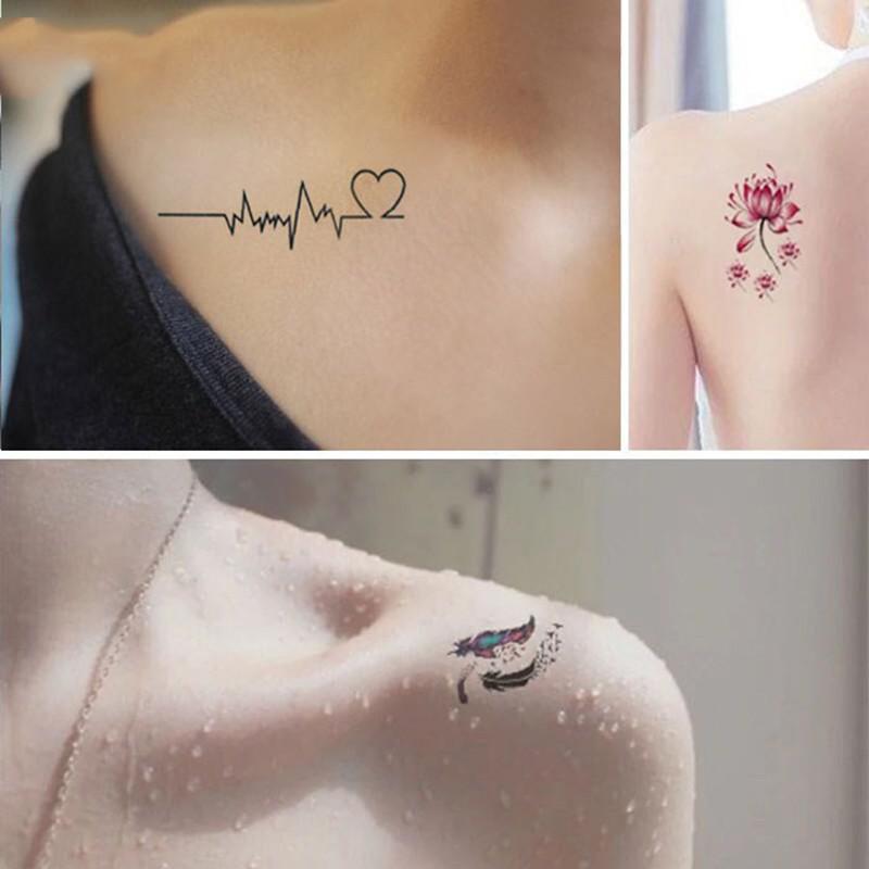 HÌnh xăm dán 3D cho 15 ngày set 30 miếng hình săm dán tạm thời cho nữ nhiều hình từ hoa cô gái tattoo mini