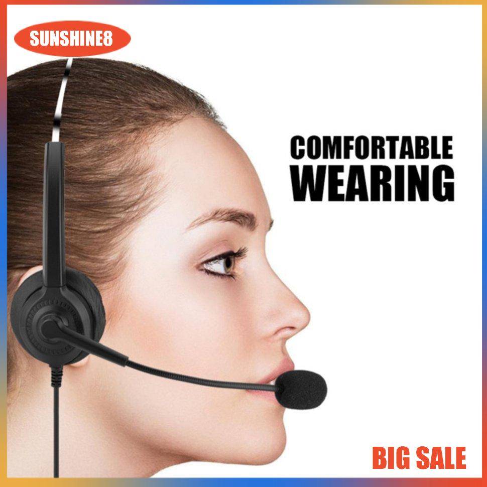 【SUN】Crystal Headphone Call Centre Noise Headset With Microphone Headset Call