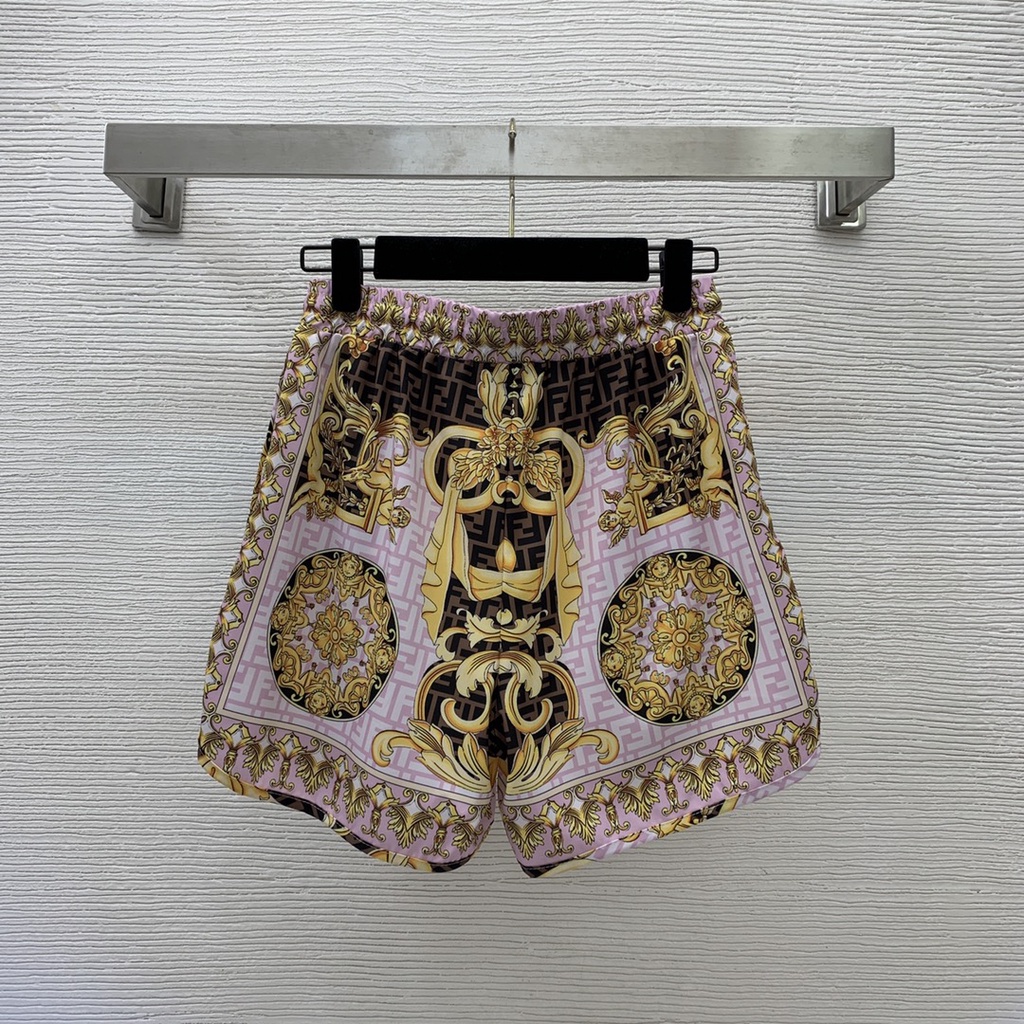 Set quần áo nữ in họa tiết độc đáo thời trang cao cấp Versace x Fendi FD phong cách trẻ trung