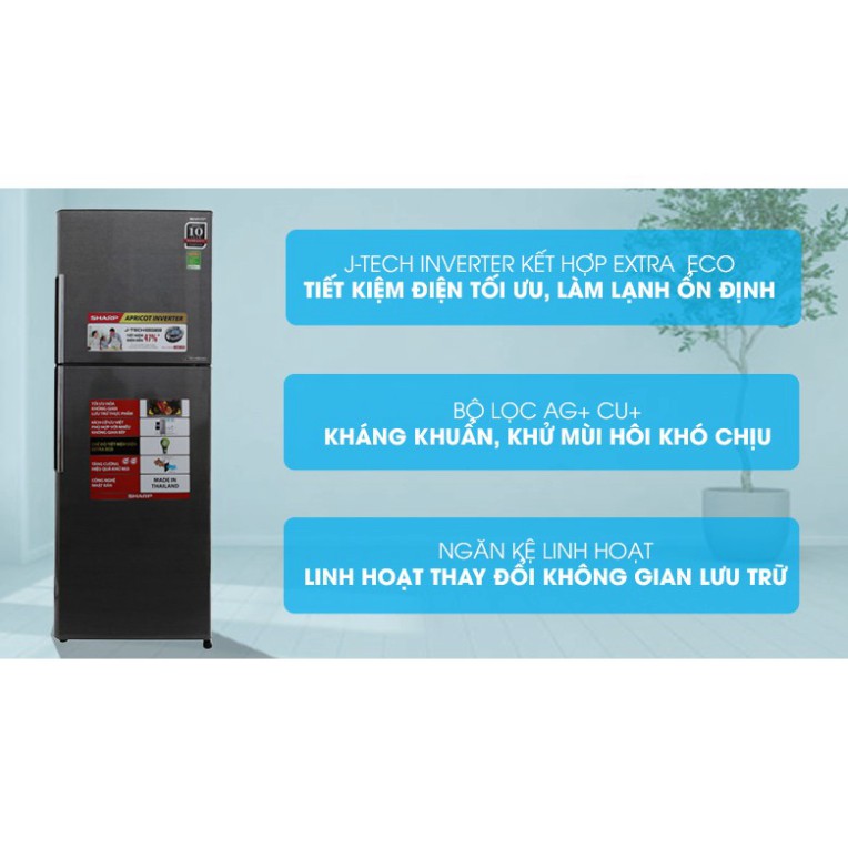 SJ-X346E-SL | SJ-X346E-DS | Tủ lạnh Sharp Inverter 342 lít (Hàng chính hãng, bảo hành 12 tháng)