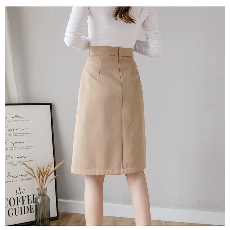 Chân váy công sở chữ a dáng dài có túi không xẻ, 1 li 2 túi 2 cúc d58cm