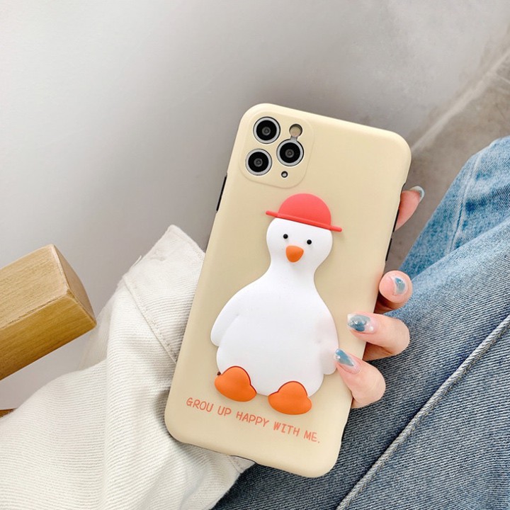 Ốp Lưng iPhone 7/8/7Plus/8Plus/X/XS/XSMax/11/11Pro/11ProMax Hình Vịt 3D - Mã TZAC274