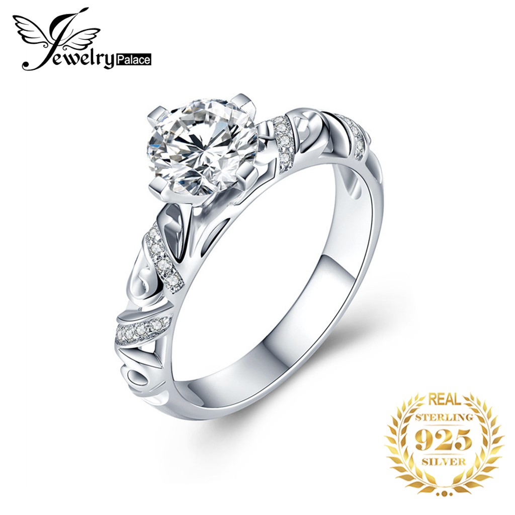 925 nhẫn bạc phụ nữ sáu ngạnh 2 carat kim cương Moissan cầu hôn đồ trang sức thời trang