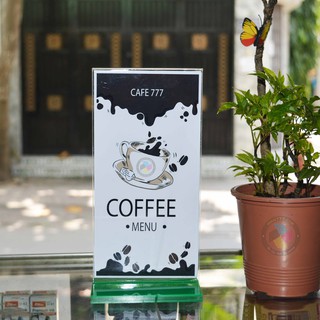 COMBO 6 Kệ Mica Menu thực đơn - Đế Lùa Nhiều Màu (KT:10 X 20cm)