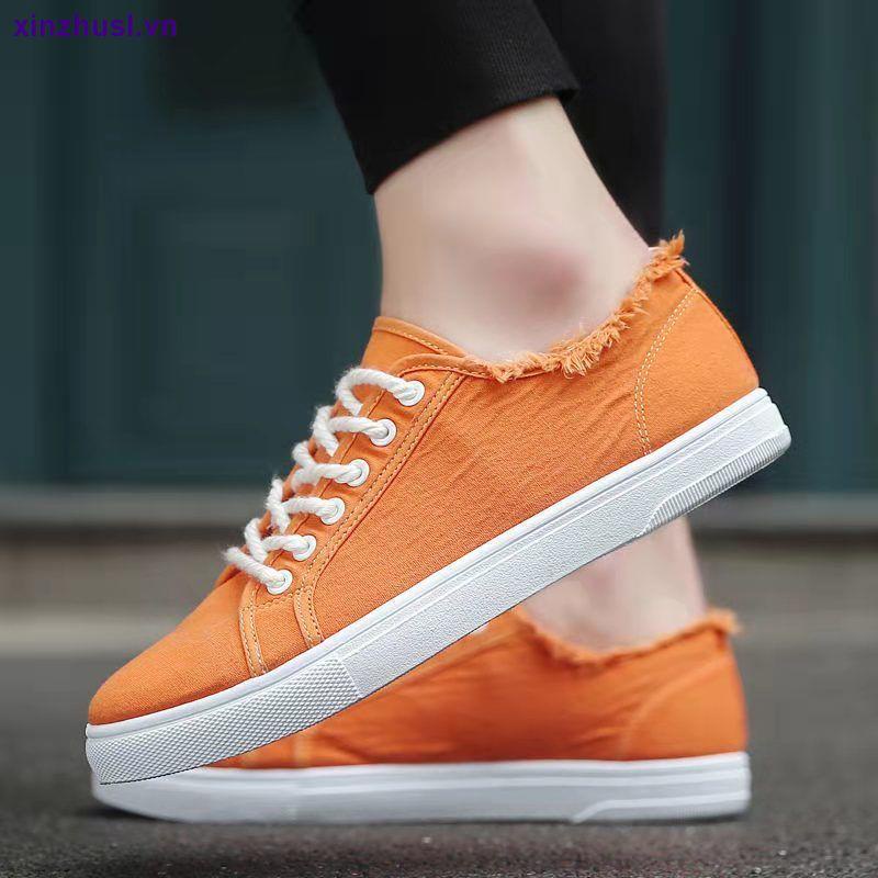 Giày lười vải canvas màu trơn đế dày thời trang mùa hè cho nam 2021