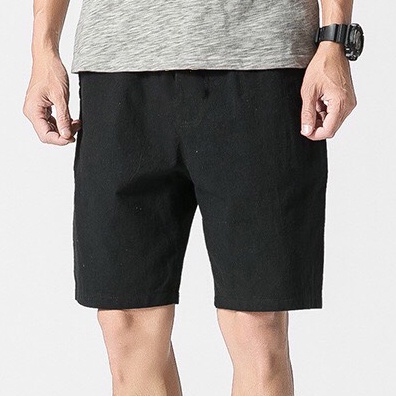 Quần sooc vải đũi nam, quần ngắn nam đũi lưng thun có chun cao cấp màu trắng đen mặc mùa hè thoải mái Y