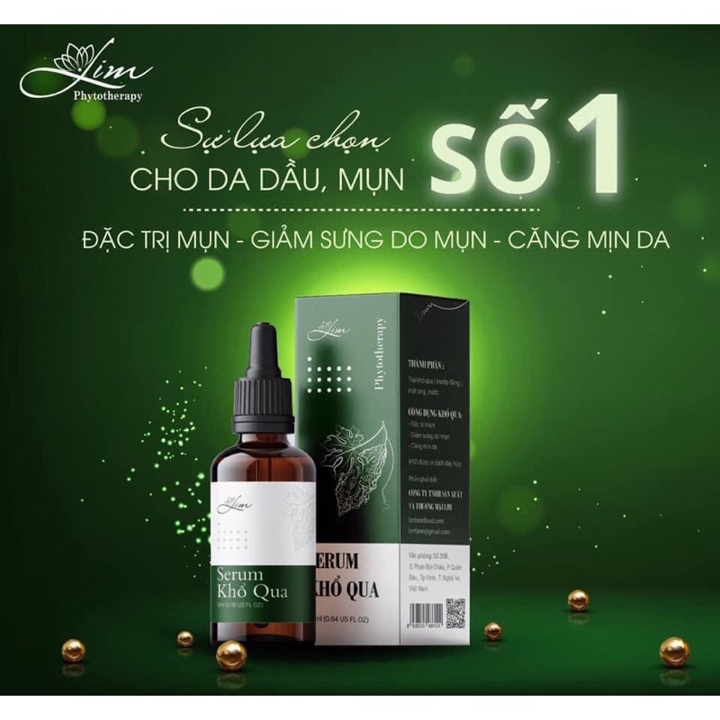 Serum khổ qua (mướp đắng) handmade Lim farm- 100% nguyên chất đảm bảo hết mụn, ngừa thâm, sẹo, thu nhỏ lỗ chân lông.