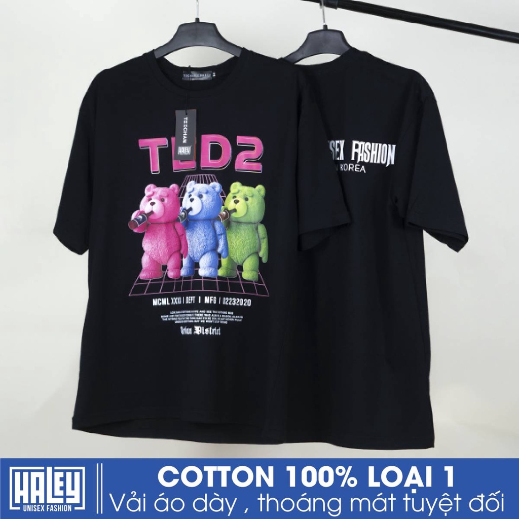 Áo Thun Unisex Tay Lỡ Form Rộng Nam Nữ HALEY vải cotton phong cách Hàn Quốc Ulzzang TN08