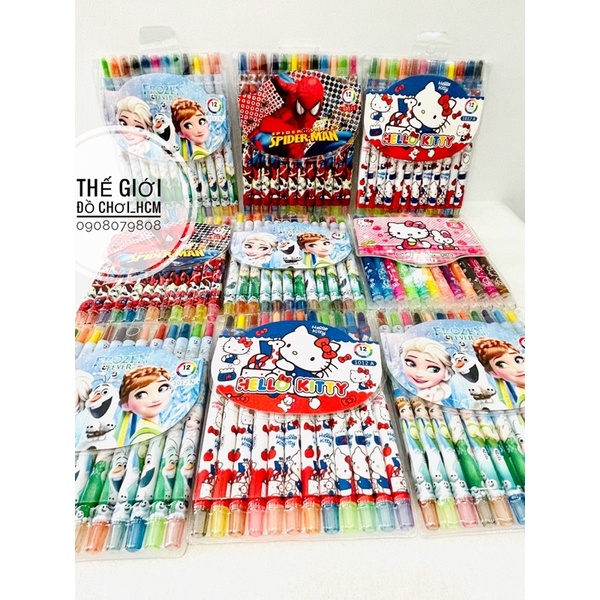 [HÀNG TỐT] Bút sáp vặn 12 màu dành cho bé học vẽ tô màu.