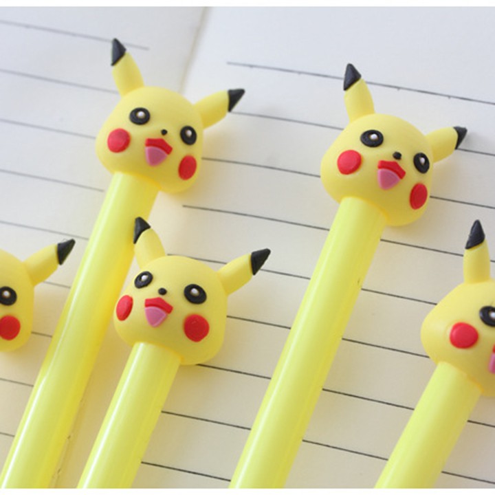 Bút màu đen gel nước pikachu vàng cute dễ thương