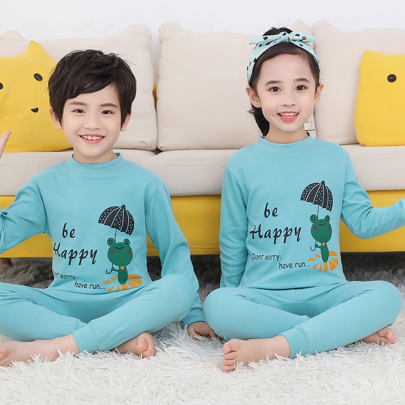 Bộ Đồ Ngủ Cotton Tay Dài 85-155cm Thời Trang Thu Đông Cho Bé