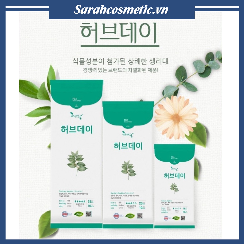 Băng vệ sinh Love U Herbday Thảo Dược Hàn Quốc (đủ size- 10 miếng/ gói)